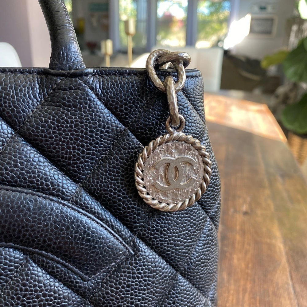 Chanel Caviar Quilted Leather CC Silver Medallion Tote - Picture 8 of 13